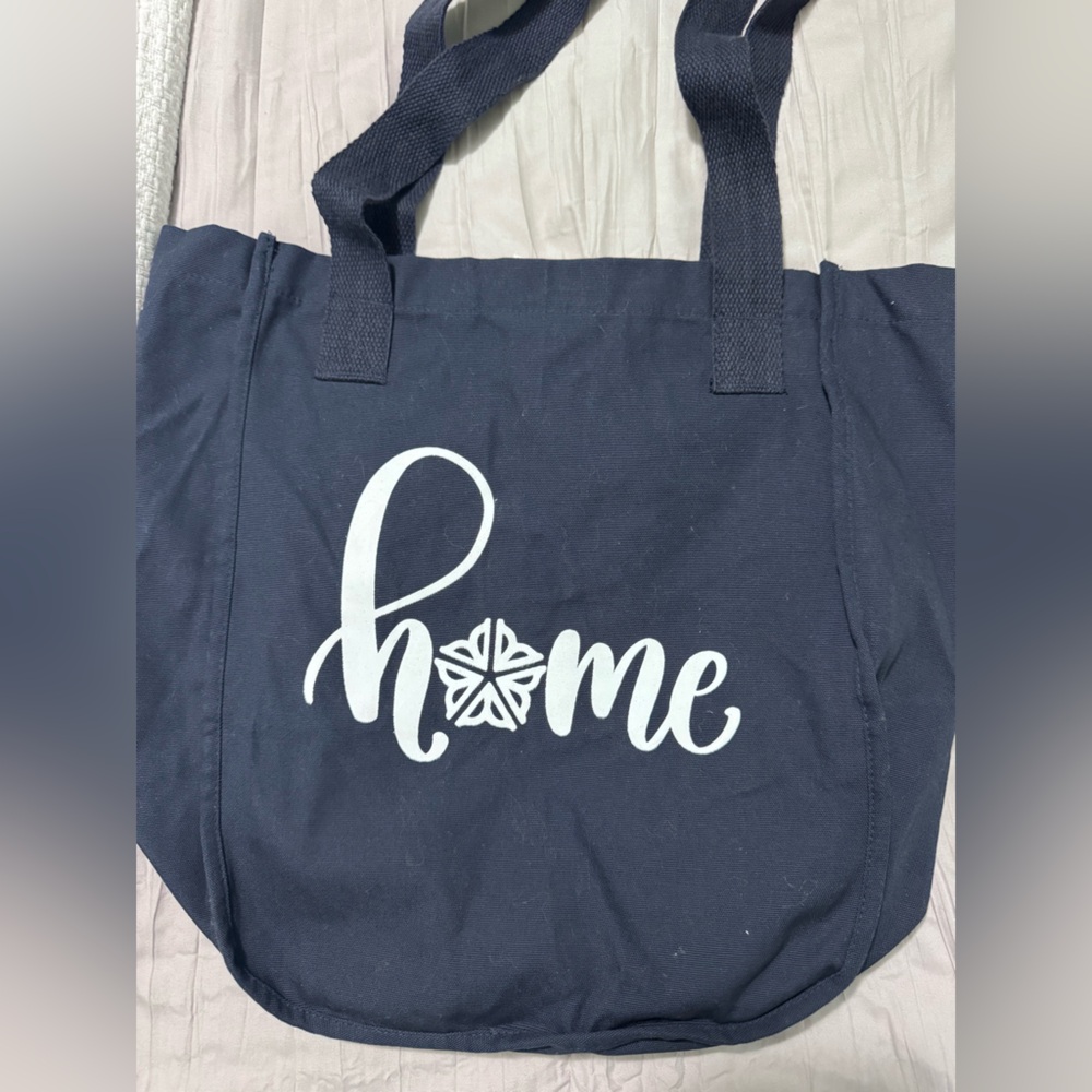 Navy Blue Tote Bag with White 'Home' Design from Rochester, NY
